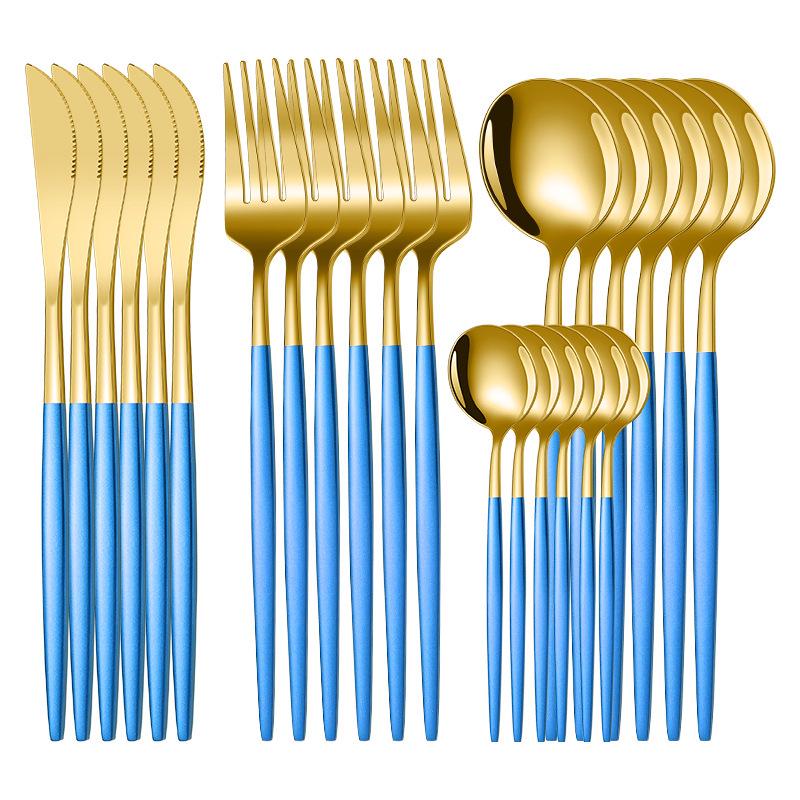 2025 Stainless Steel 24-Piece Cutlery Set for Hotels & Restaurants: Steak Knife, Fork & Spoon