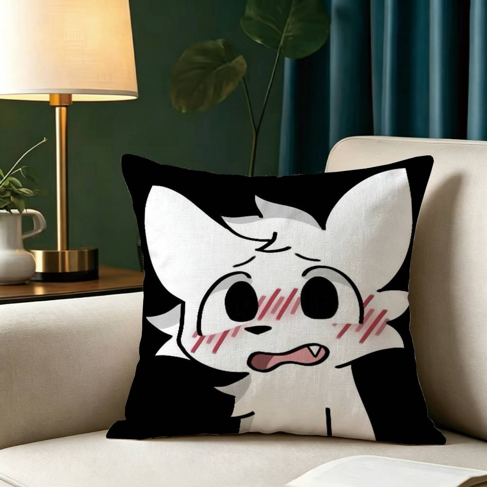 Cute B- Boykisser Cartoon Square Double-Sided printed Pillow Case Bedroom Bedside Pillow Sofa Cushion Cover