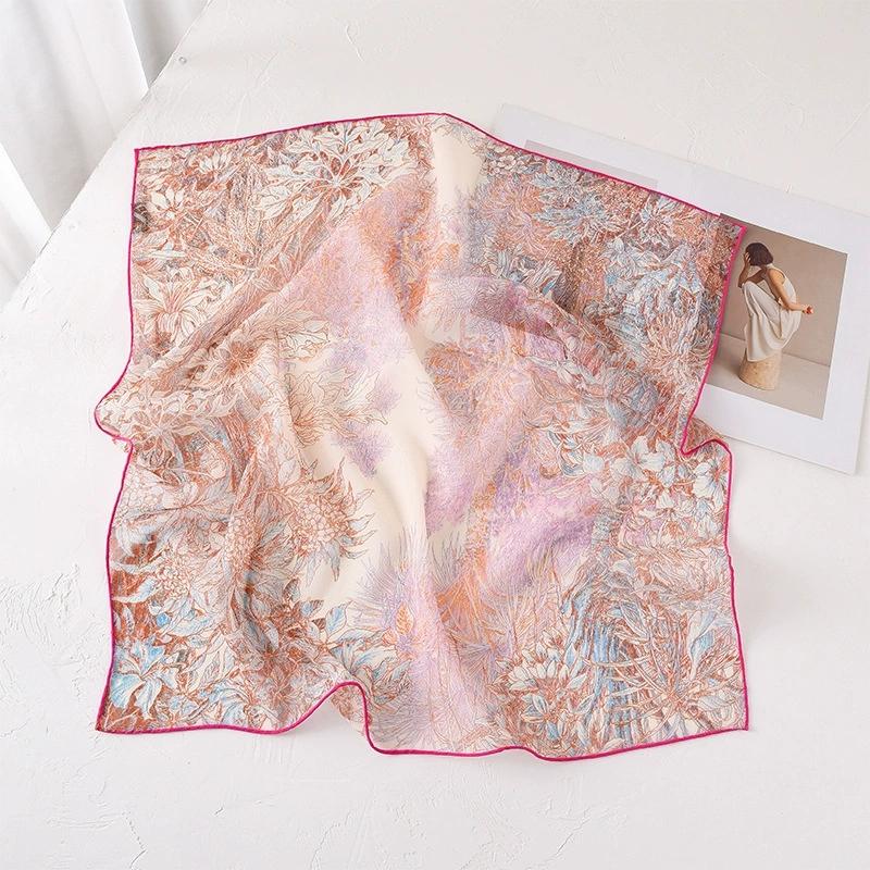 

100% Pure Silk Scarf Women Neck Hair Band Foulard Square Silk Neckerchief Scarf Bandana 67x67cm 67X67CM