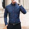 Men Shirt Plaid Print Long Sleeve Button Formal Single-breasted Warm Business Plus Size Autumn Top Male Clothes