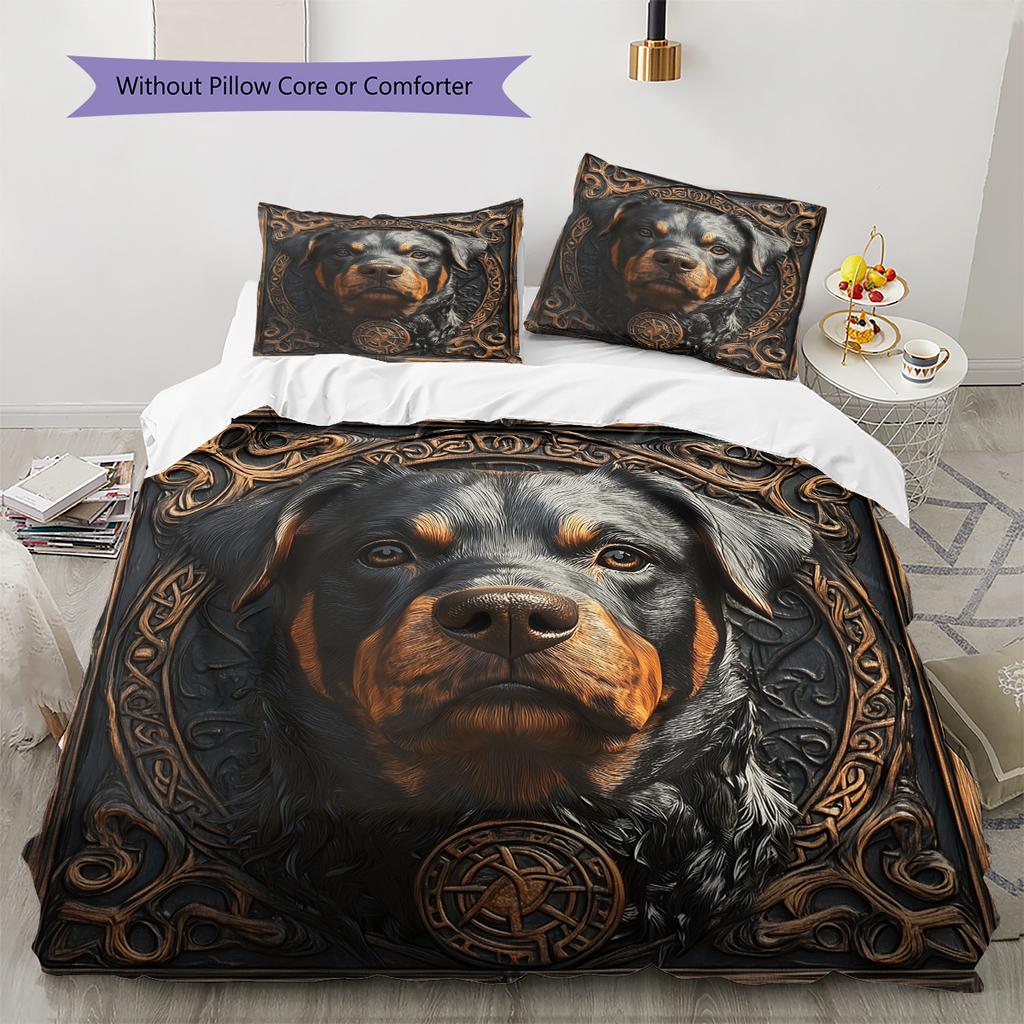 Rottweiler Pattern Bedding Home Decoration Birthday Gift (1 * duvet cover + 2 * pillowcase, without core)