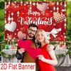 1Pcs Happy Valentines Day Red Heart Bow Decoration Background Romantic Backdrop Decorations For Photo Studio Photo Booth Party