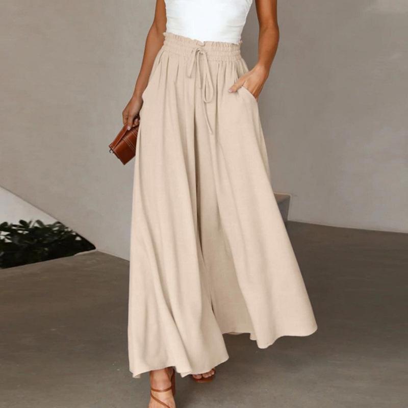Casual Wide-Leg Cotton Linen Pants for Women - Slimming, Versatile, Plus Size, Spring/Summer Long Straight-Leg Design