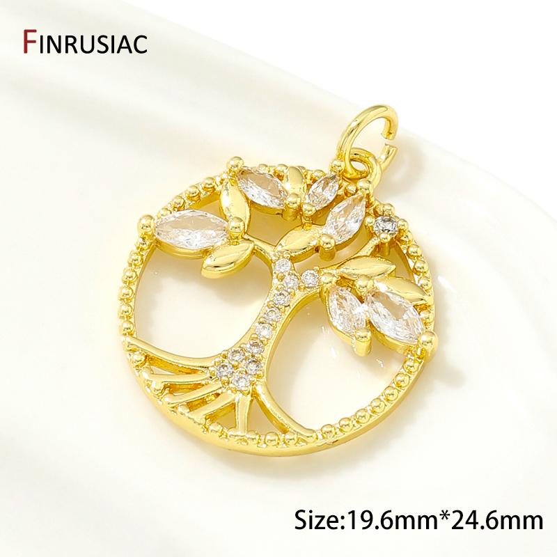 

18K Gold Plated Brass Charm Pendant Tree of Life/Snowflake Hollow Pendants For DIY Jewelry Necklace Bracelet Making Findings 1 piece