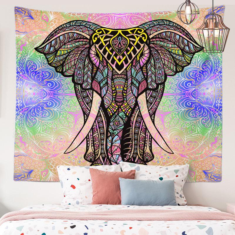 Home Decor Indian Ethnic Tapestry Hanging Elephant Digital Printing Tapestry Living Room Background Cloth Beach Towel
