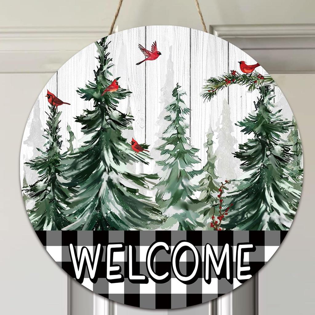 Winter Wreaths for Front Door, Winter Door Decorations Wall Decor, January Wreaths 12 Inch, Hello Winter Door Sign Door Hanger, Rustic Natural