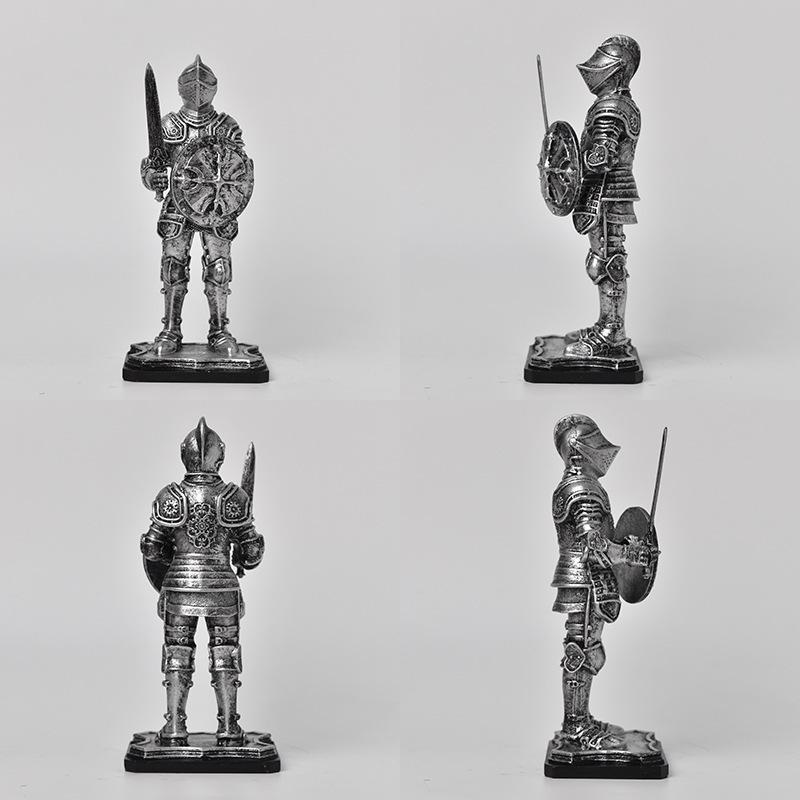 Nordic Retro Guard Knight Figurine: Resin Handicraft for Home or Office Decor