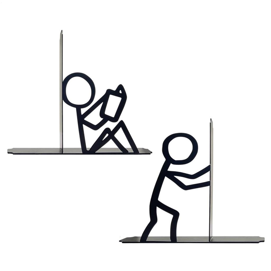 Bookend Holder for Desk Abstract Heavy Duty Metal Organizer Book Stopper Organzier for Kids Room for Bookshelves Coffee Tables