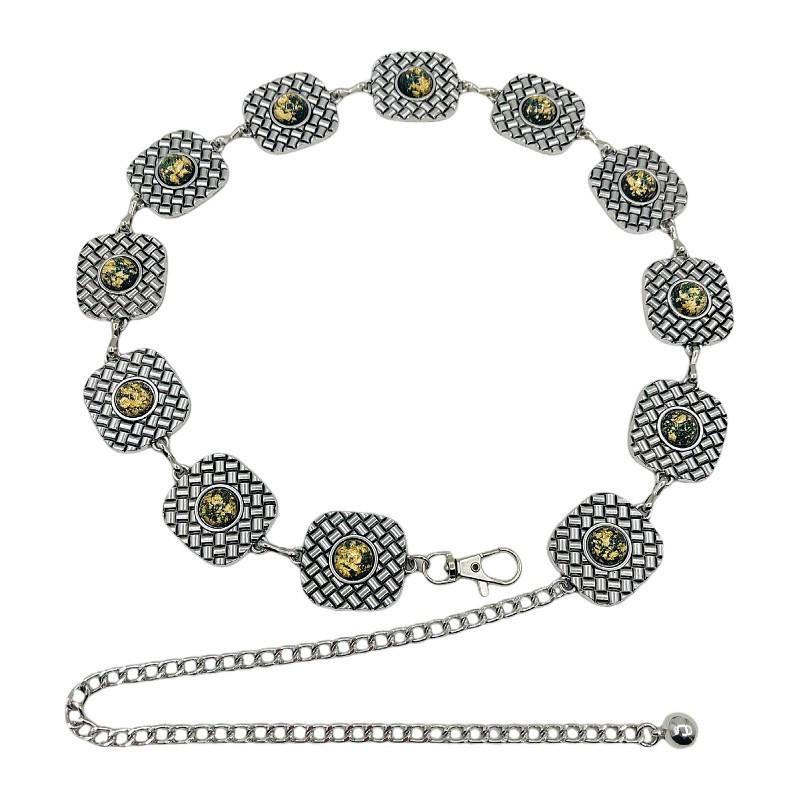 Metal Bohemian Turquoise Floral Waist Chain With Hook For Summer Dress Fashion Accessory