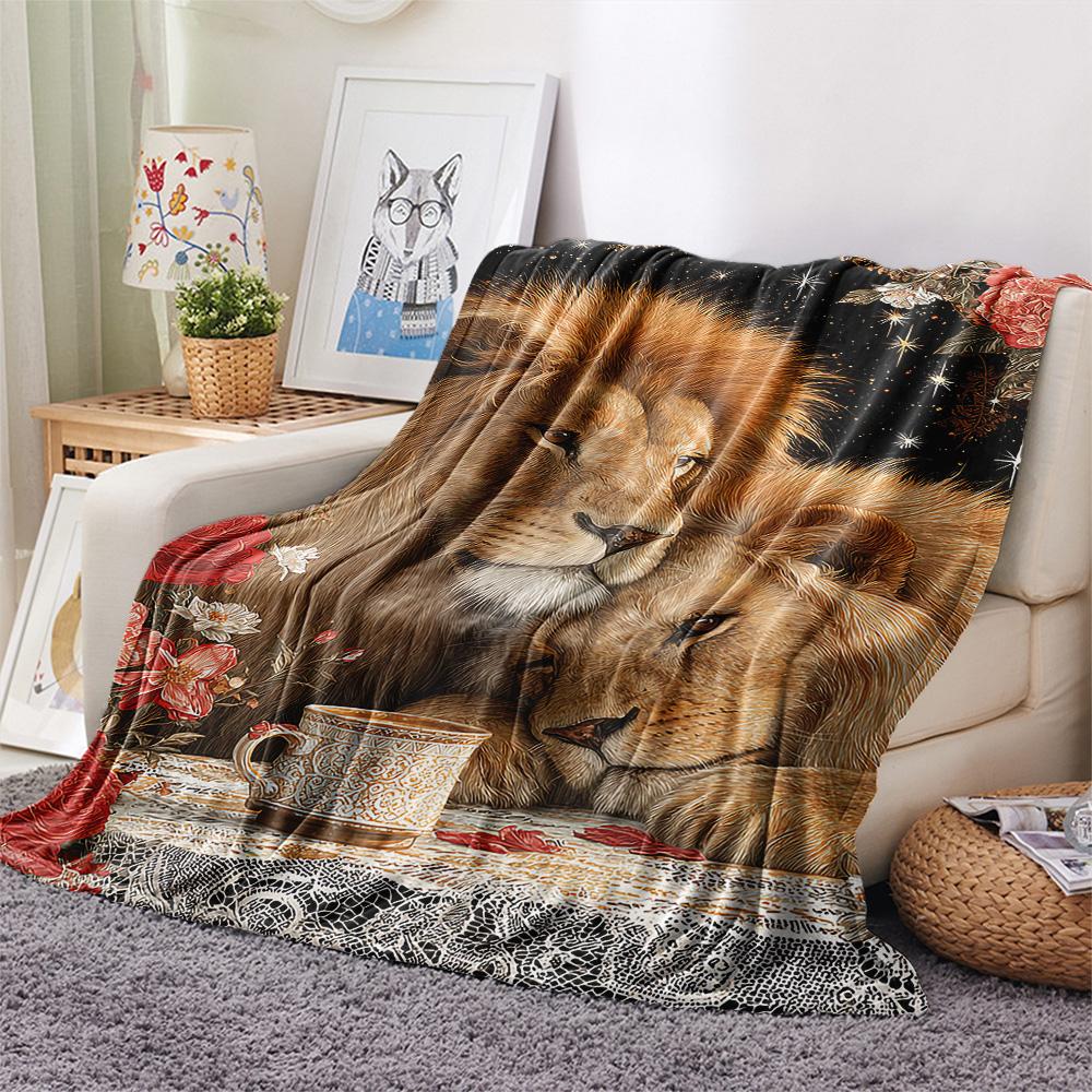 Tiger Print Flannel Blanket, High Quality Comfortable for All Seasons, Home Decor, Warmth and Comfort, Perfect for Christmas Gifts
