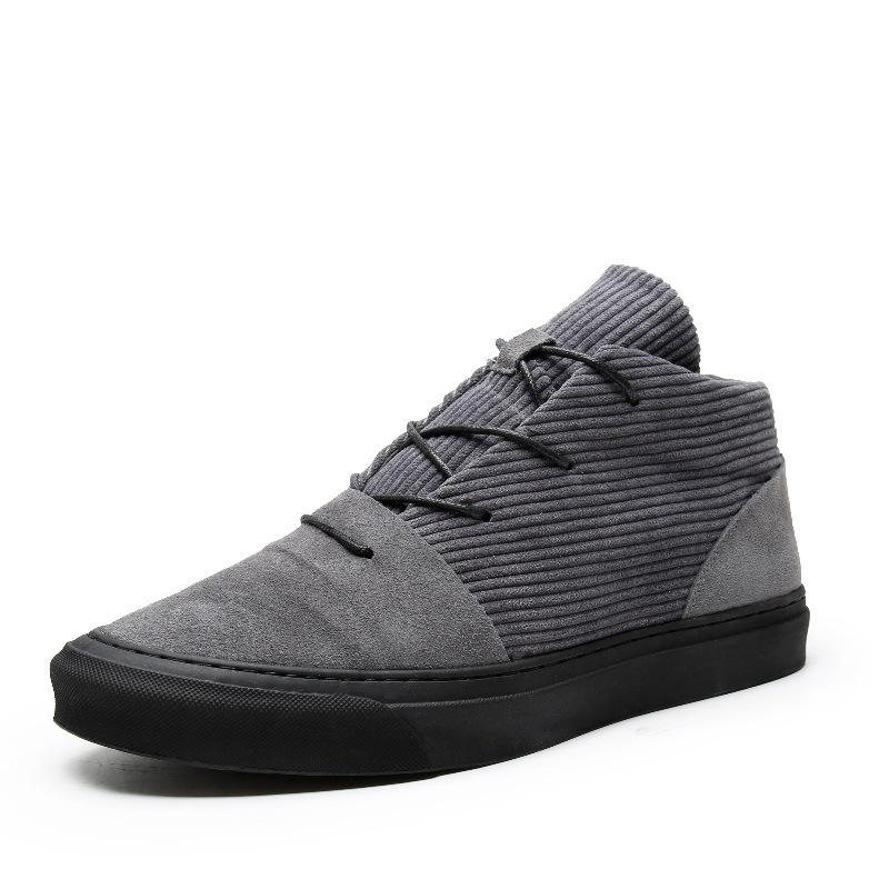 Winter Japanese Tide Shoes Anti-velvet Leather Corduroy Casual Shoes Velvet High-top Tooling Shoes