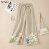 ZANZEA Womens Loose Casual Floral Print Long Pants
