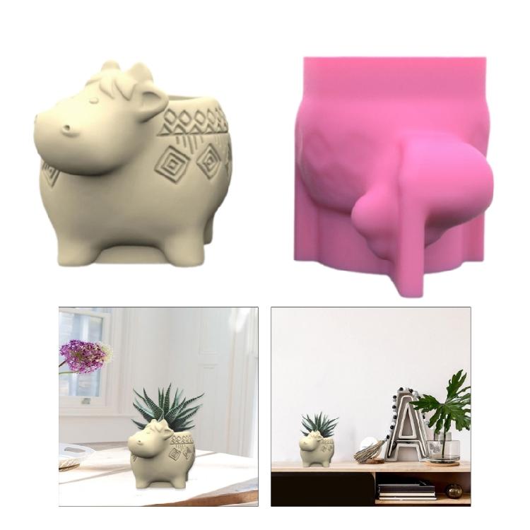 Easy To Use Flower Pots Mould Cow Shaped Planter Silicone Mold Personalized Succulent Vases Jewelry Crafting Mould