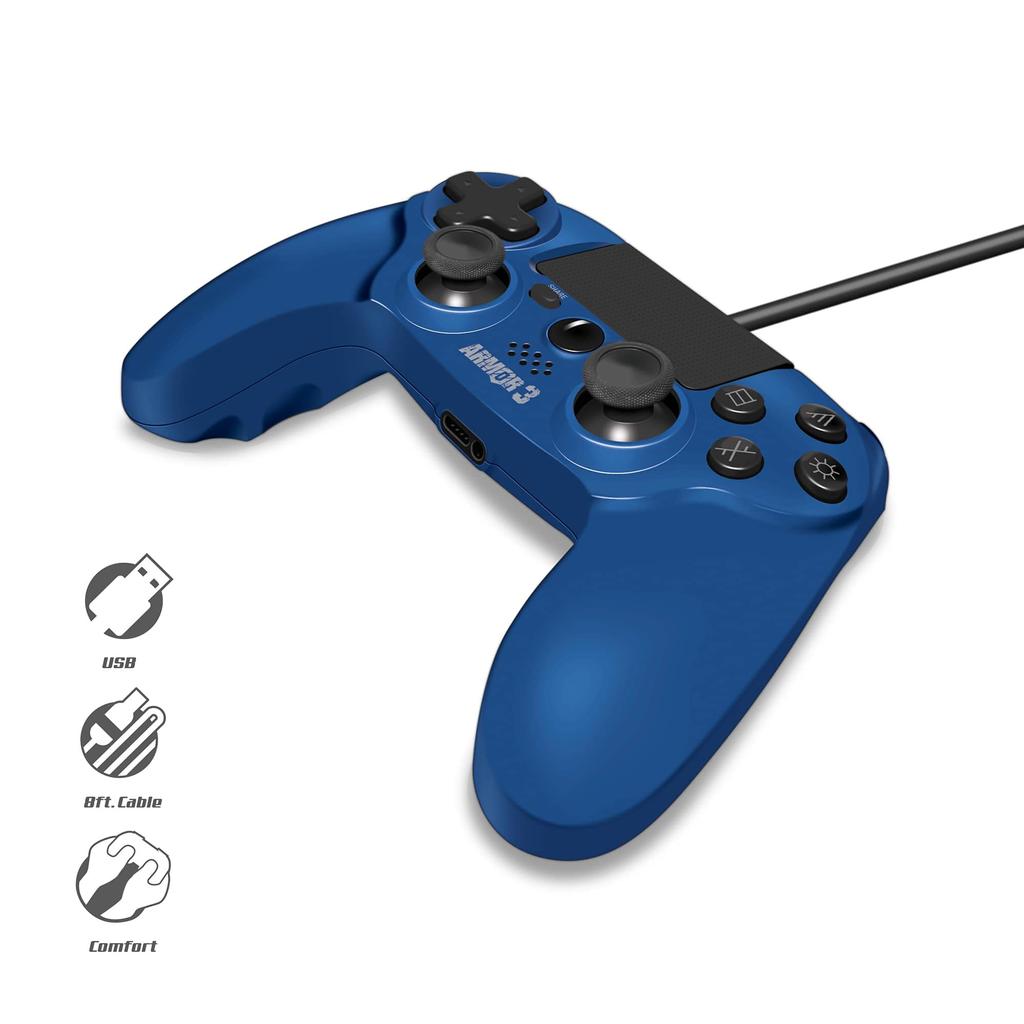 Controler de joc cu fir Armor3, compatibil cu PS4, PC, MAC, conexiune USB / / Culoare/Albastru