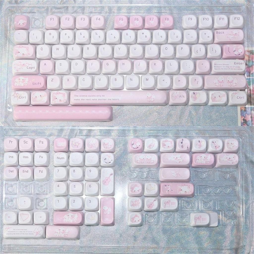 Cute Pink Lamb Cherry MOA Profile PBT Keycaps 130 Keys Keycap Set for Magnetic Switch Mechanical Keyboard