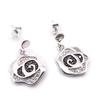 Les Trésors De Lily [J6020] - Boucles Argent 'Romy' noir blanc (rhodié) - 11x12 mm