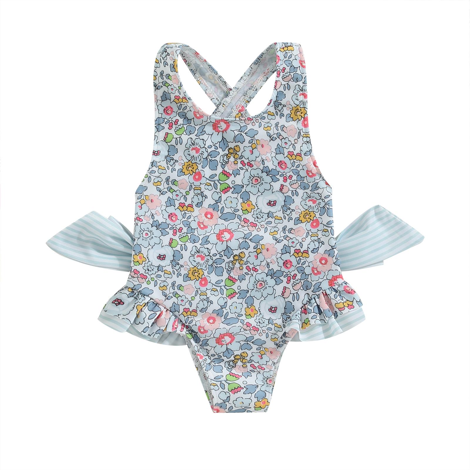 CM C&M WODRO Badeanzug Für Mädchen 1-5 Jahre - Blumenprint, Rüschen, Rückenfrei