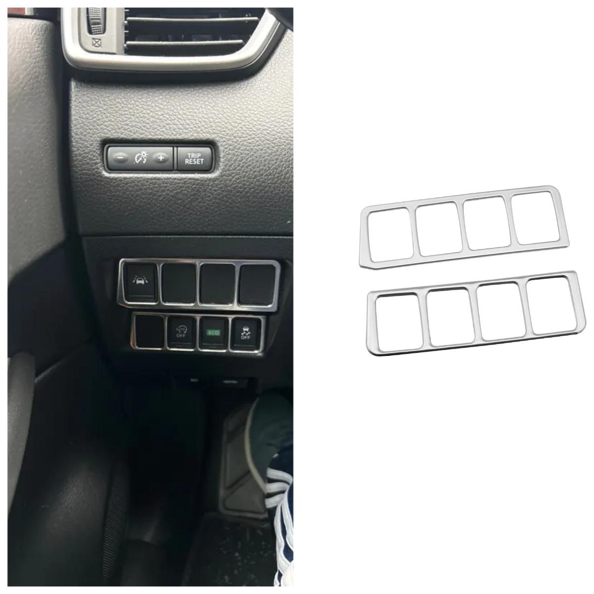 

Наклейка-накладка на переключатель управления противотуманными фарами Eco для автомобиля Nissan X-TRAIL Xtrail T32 2014-2025 Qashqai J11 2015-21 LHD серебряный