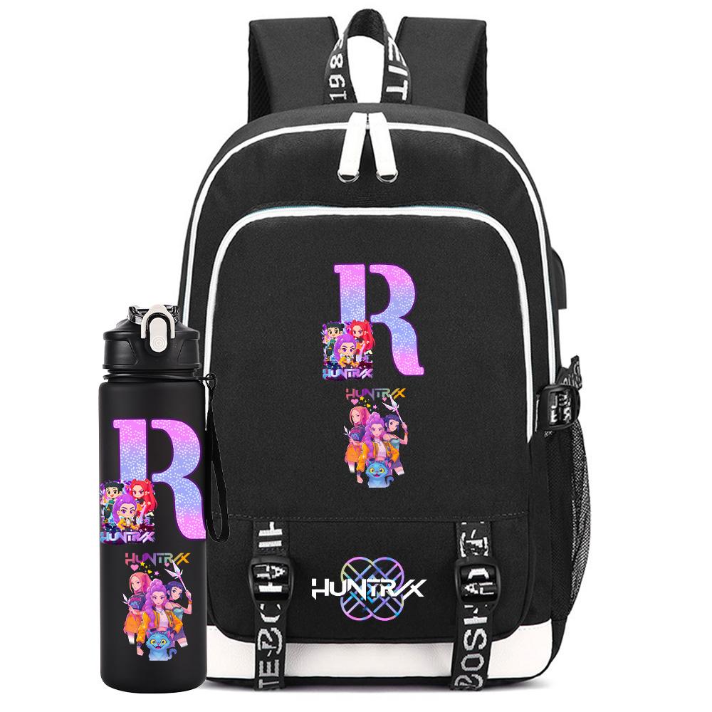 2Pcs/set Cartoon Backpack Large Capacity Bookbag With 750ml Water Bottler Laptop Student Boy Girl School Bag Travel Bag Kid Gift
