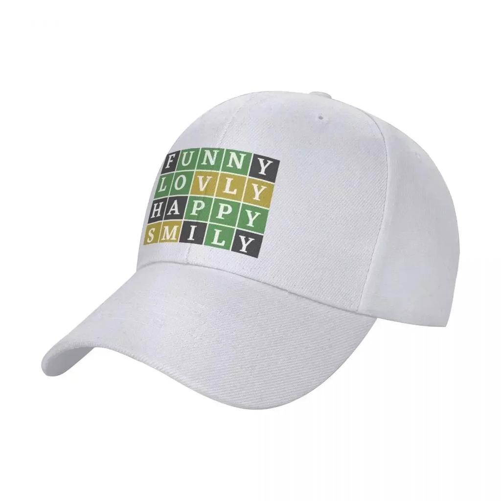 Learn happiness through Wordle Puzzle Game -Enjoy, Lovly, Happy, Smily Baseball Cap Hat Man Luxury Baseball Unisex Women's