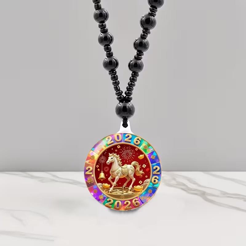 Laufendes Pferd Runder Anhänger Halskette Damen Mädchen Edelstahl Halskette Schmuck Geburtstagsgeschenk Für Pferdeliebhaber
