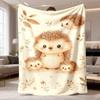 2026 Latest Flannel Blanket HKStorage Contemporary Hedgehog Pattern Flannel Throw Blanket, Soft Machine Washable, AllSeason Multipurpose Gift for Sofa