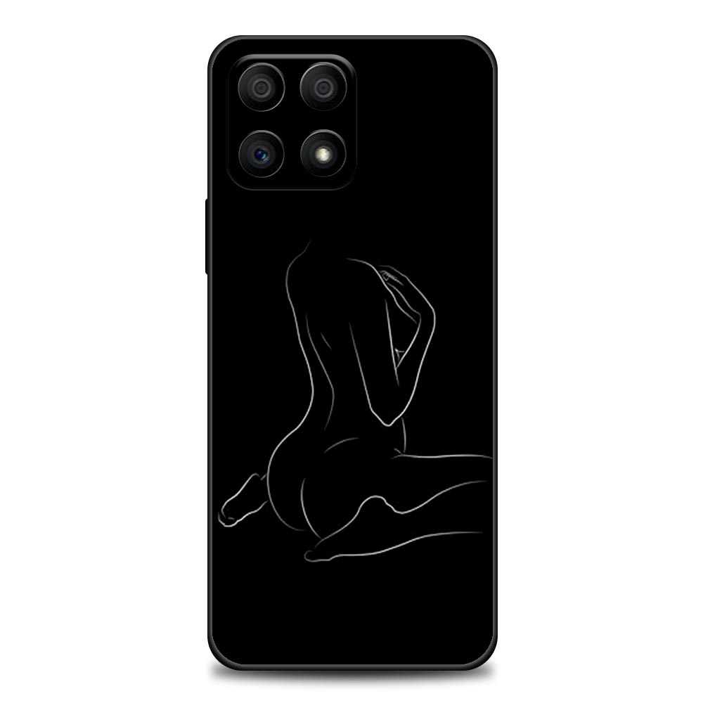 Minimalist Line Art Sexy Lover Kiss Phone Case For Honor 50 30 10 Lite 30i 20 20e 9A 9C 9X Pro 8X Nava 8i 9 Y60 Cover Soft Cases