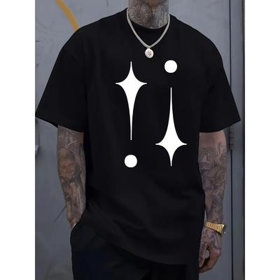 Pánské měkké business casual tričko s minimalistickým černobílým potiskem - volný střih, kulatý výstřih, krátký rukáv pro kancelář a formální události