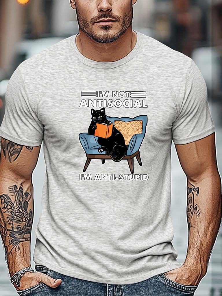 Men Tshirt IM NOT ANTISOCIAL IM ANTISTUPID Graphic Summer Soft Comfort Fit Tee Daily Wear Tops
