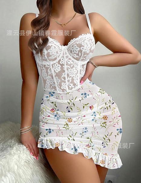 Sexy Lingerie Lace Suspenders Sexy Pure Desire Break Mesh Emotional Pajamas Women