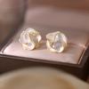 Pure Silver Stud Earrings for Women - Peony Earrings - Unique and Minimalist Luxury High-end Style Earrings