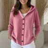 Ladies' Casual Stand Up Collar Knitted Sweater, Solid Color Button Casual Loose Sweater