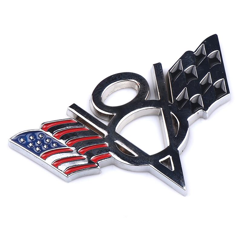 1Pc 3D Metal V8 Emblem American Germany Racing Flag Badge Car Body Rear Trunk Decoration Sticker Side Fender Decal Auto Accessories