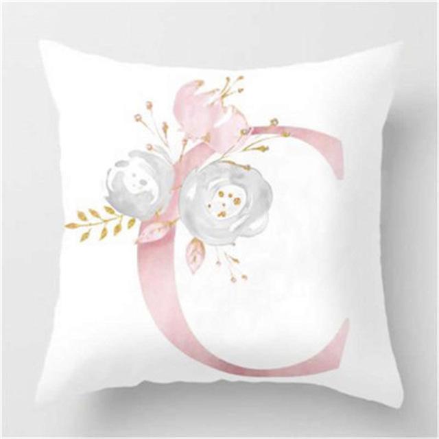 Ins Nordic Pillowcase Design Pink Letter Cushion Pillowcase Car Sofa Waist Design Home Furnishing