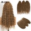 Edle Synthetische Flecht-Haarverlängerungen Deep Twist Curly 24 Zoll/60 cm Zopfhaar Ombre Hellgoldbraun Twist Häkelhaar