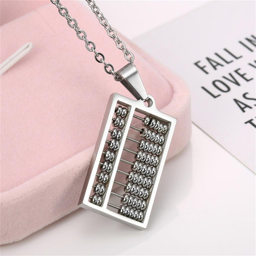 Fashionable Stainless Steel Abacus Pendant Necklace with Adjustable Chain for Fashion Enthusiasts and Math Lovers