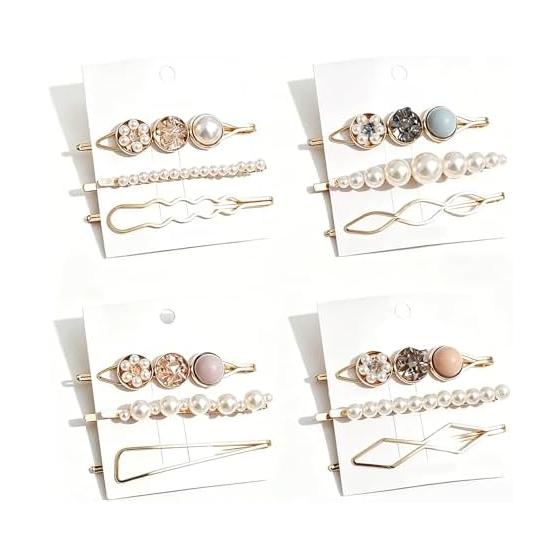 12 Pcs Pearl Hair Pins for Women, Sparkling Hair Clips for Bangs, Elegant Hair Accessories for Wedding, Graduation, Party, Anniversary, Kimono, Bride