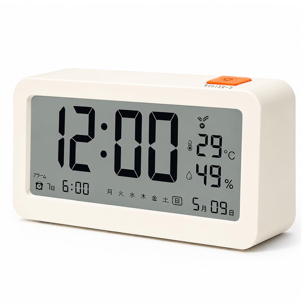 

Kooco Digital Table Clock with of the Humidity Large Character Snooze Easy to Read at Battery Stylish x x cm Radio-Controlled Clock, Alarm, 12/24