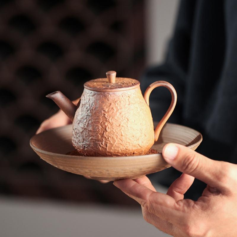 Raw Ore Rough Pottery Tea Pot, Handmade Tea Set, Single Pot,  Small Tea Pot 190ml