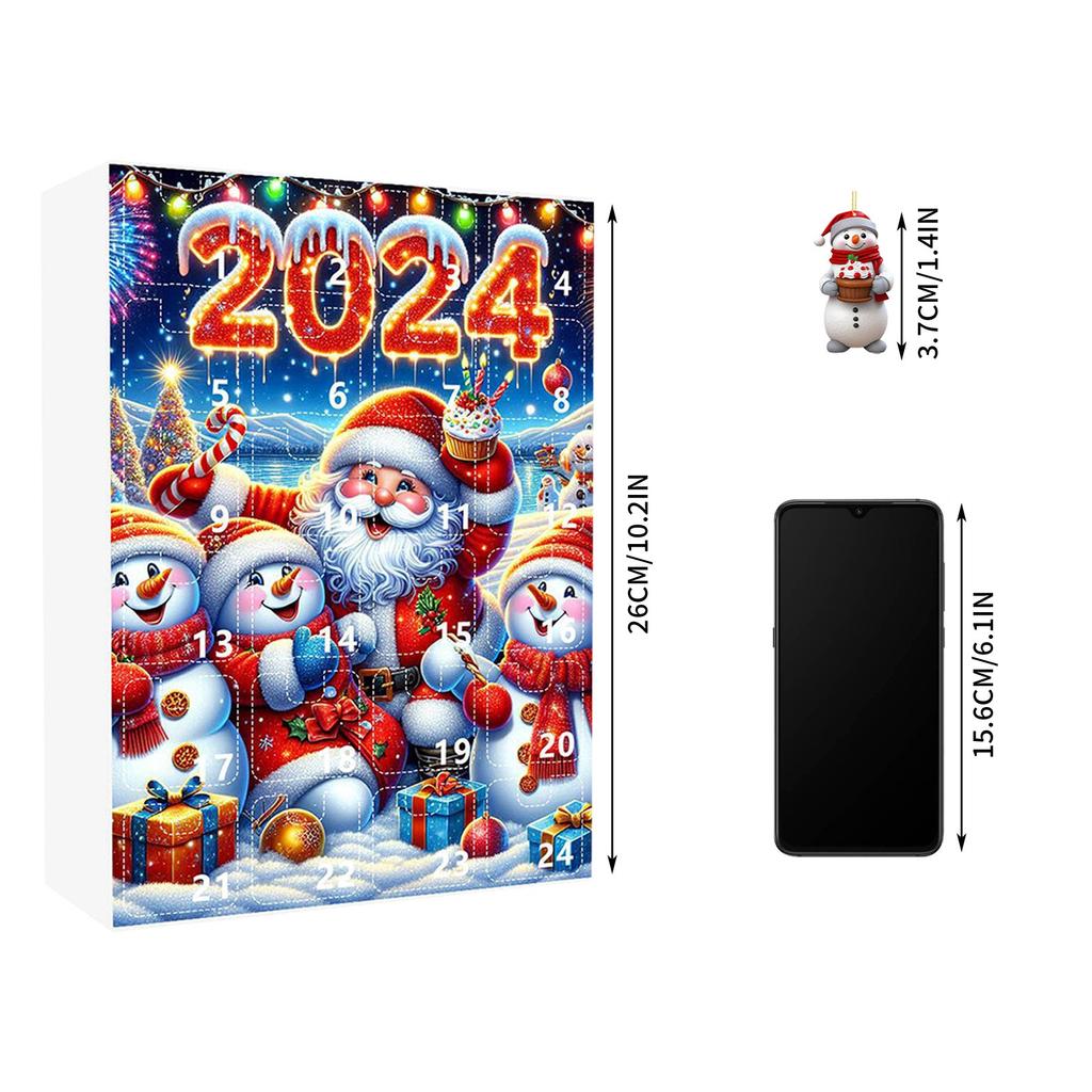 Christmas Countdown Calendar 24 Cute Acrylic Snowman Pendants, Christmas Tree Ornaments Suitable For Family And Friends During The Holiday Season.