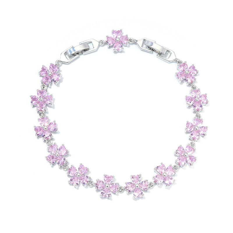Trend Jewelry Wind Four-Leaf Clover Bracelet Light Luxury Zircon White Gold Bracelet