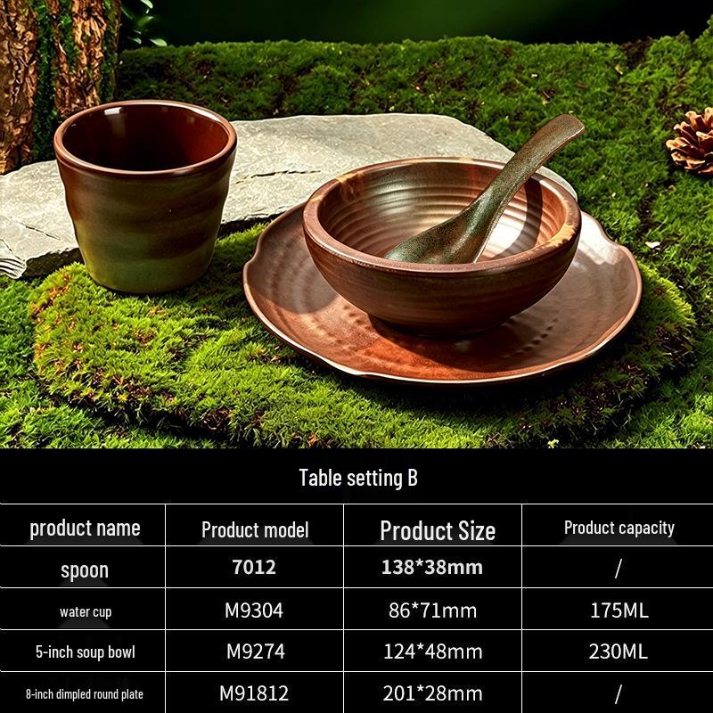 Melamine Plate for Gourmet Hot Pot, Barbecue & Shrimp: Mountain & Field Design