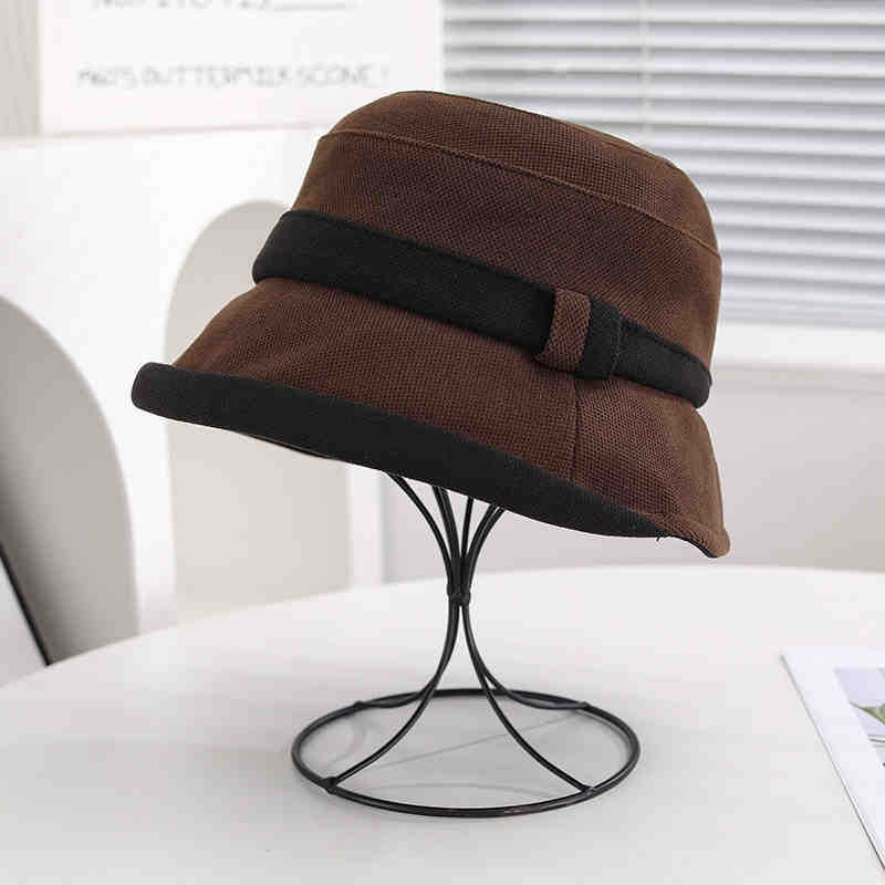 Hat Female Spring and Autumn New Color Matching High Quality Bucket Hat Traveling Shopping Fashion Show Face Small Sunshade Basin Hat