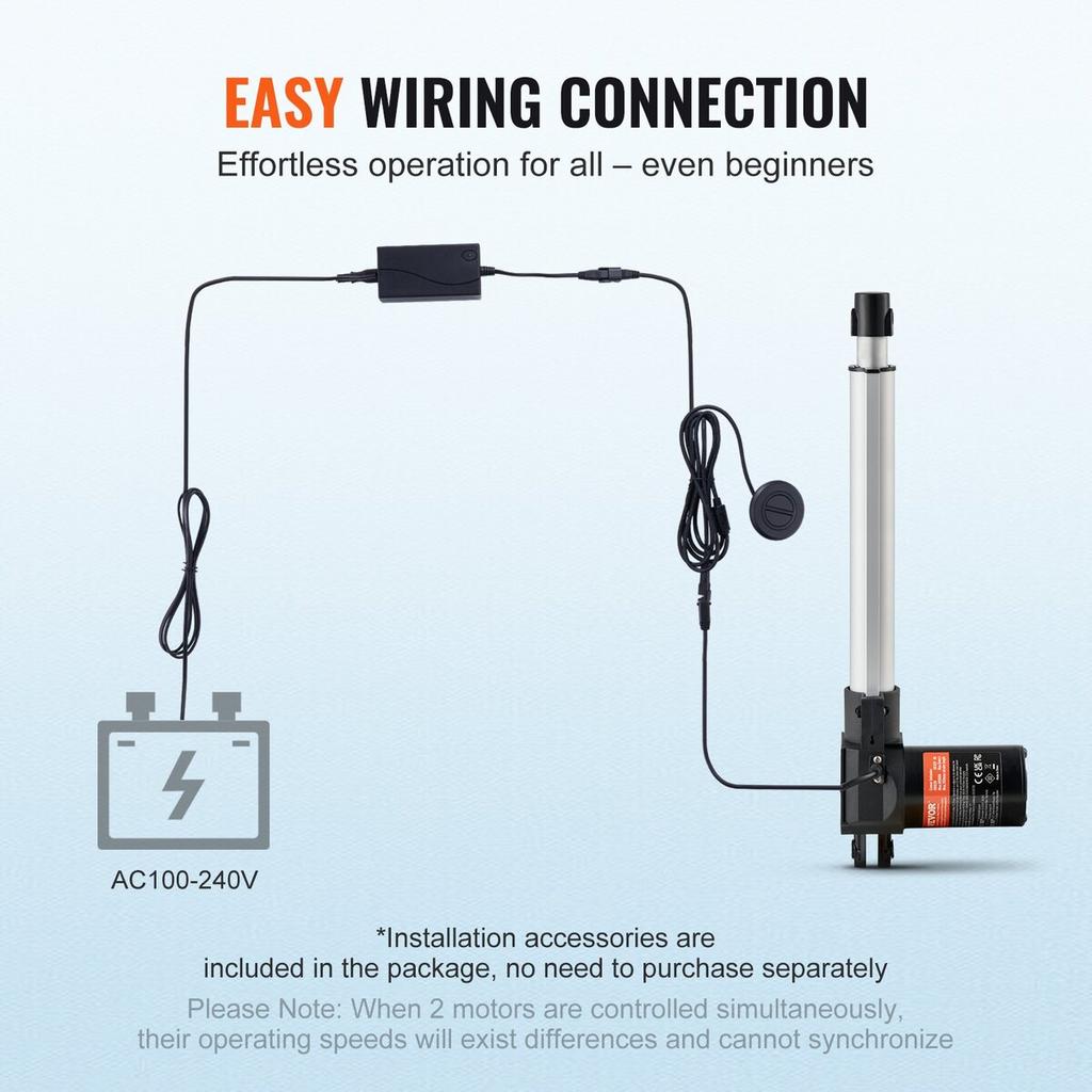 24V Linear Actuator Kit 10 Inch 0.98"/s 220lbs/1000N with IP44 Protection