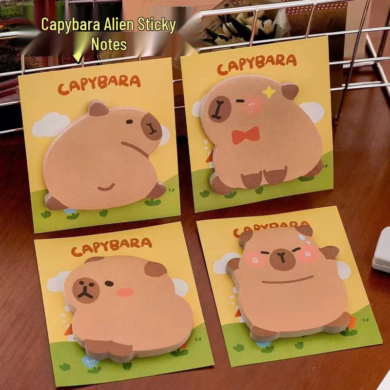 Cartoon Alien Capybara Sticky Notes - Adhesive Memo Markers for Students