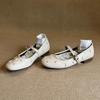 Sheepskin Version~ French Evening Breeze Pearl Rabbit with Mary Jane Shoes Women's Retro Shallow Mouth Leather Flat-soled Shoes