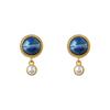 111 Silver Needle French Retro Blue Circle Stud Earrings Female, Hong Kong Style Design Sense Gentle Pearl Earrings Temperament Earrings