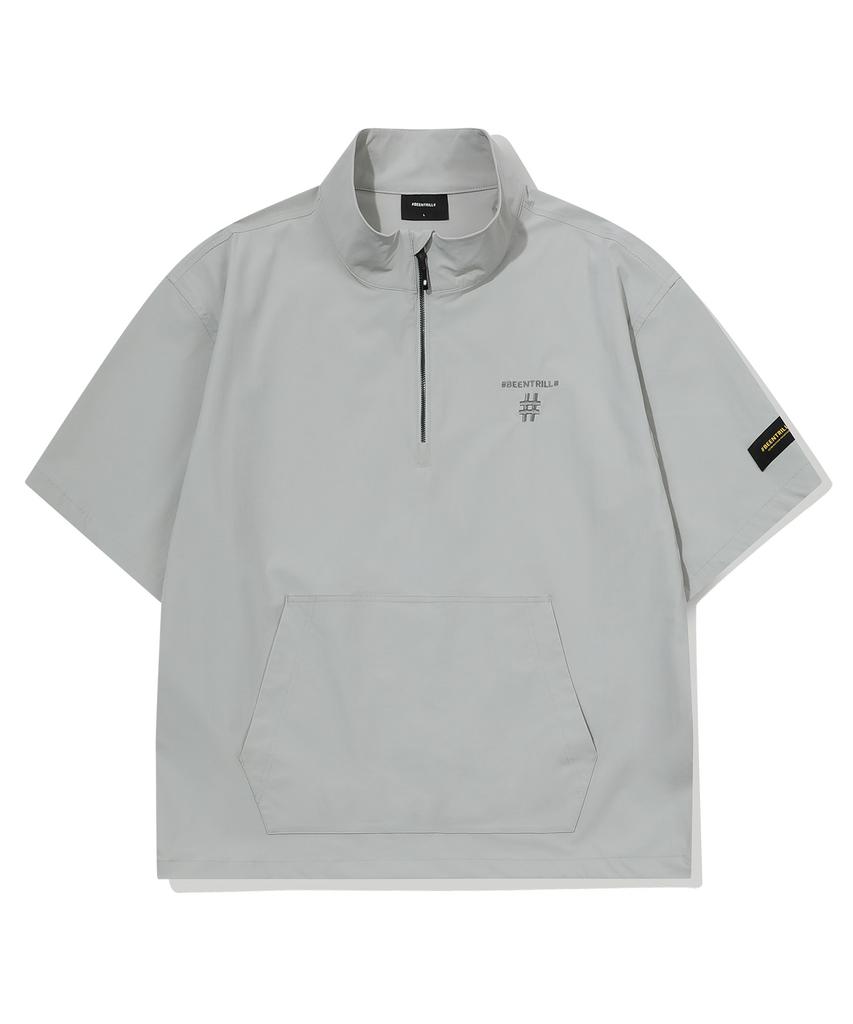 Beentrill Woven Tech Mandarin Collar Anorak Jumper (Light Gray)