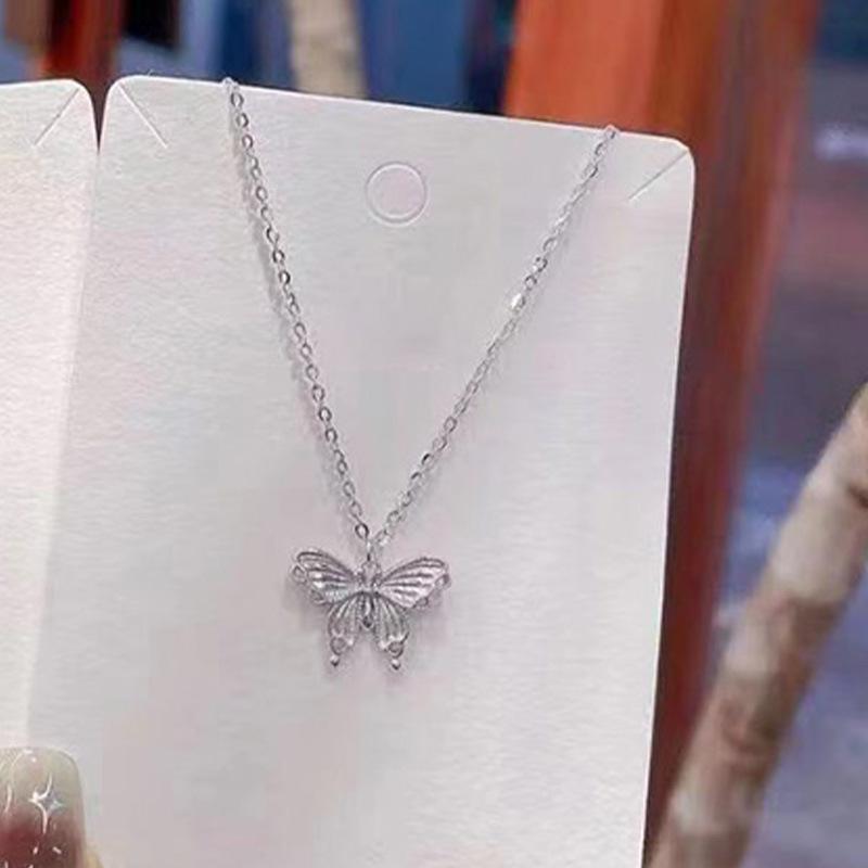 

Серебряное ожерелье S925 из стерлингового серебра в стиле Го Фэн Мори с легкой роскошной шелковой бабочкой для женщин, модный милый дизайн 925
