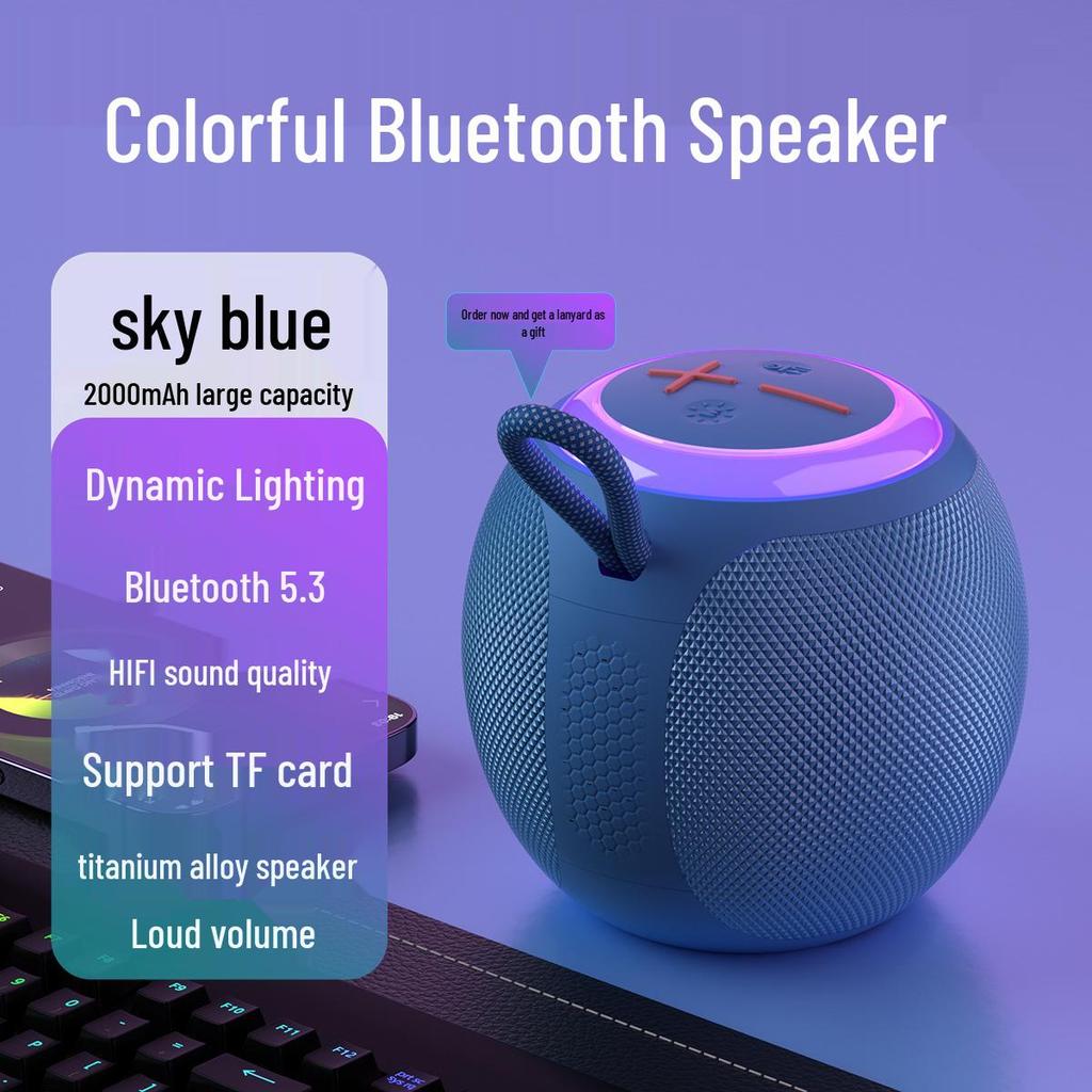 Portable Bluetooth Speaker with Colorful Lighting and Subwoofer for Outdoor Parties (Bluetooth 5.3)